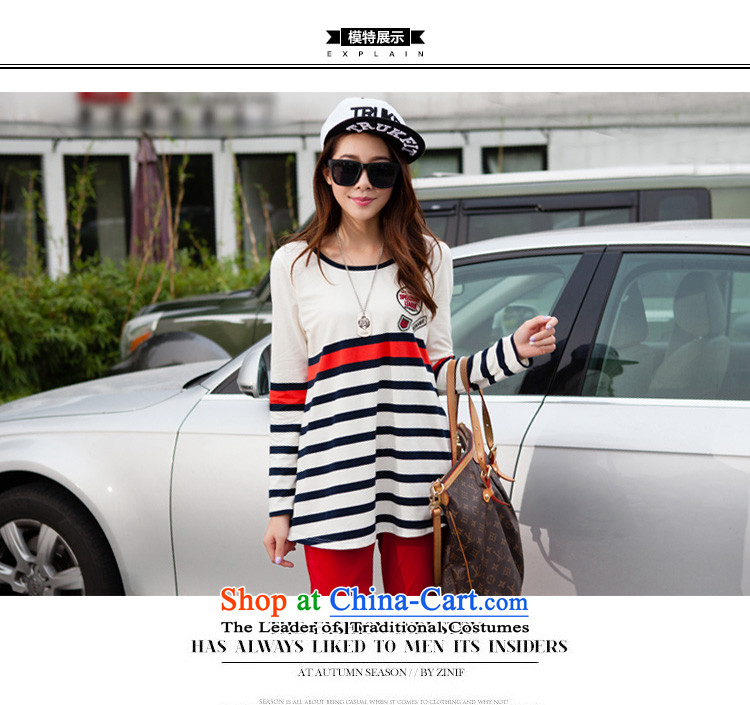 Morning to 2015 autumn and winter new Korean Edition to increase the number of women with thick mm round collar Sports sweater leisure wears stylish knocked stripe kit two royal blue 4XL recommendations 160-180 catty picture, prices, brand platters! The elections are supplied in the national character of distribution, so action, buy now enjoy more preferential! As soon as possible.