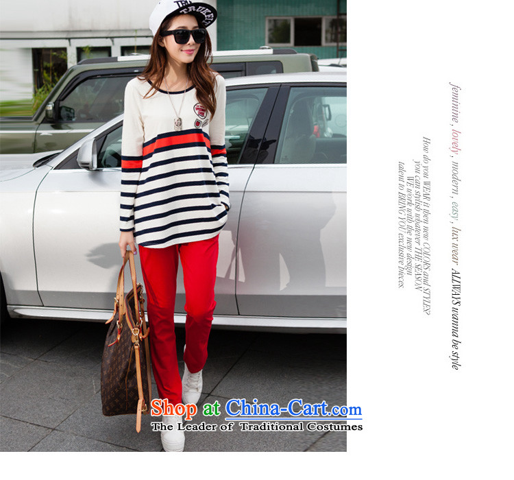 Morning to 2015 autumn and winter new Korean Edition to increase the number of women with thick mm round collar Sports sweater leisure wears stylish knocked stripe kit two royal blue 4XL recommendations 160-180 catty picture, prices, brand platters! The elections are supplied in the national character of distribution, so action, buy now enjoy more preferential! As soon as possible.