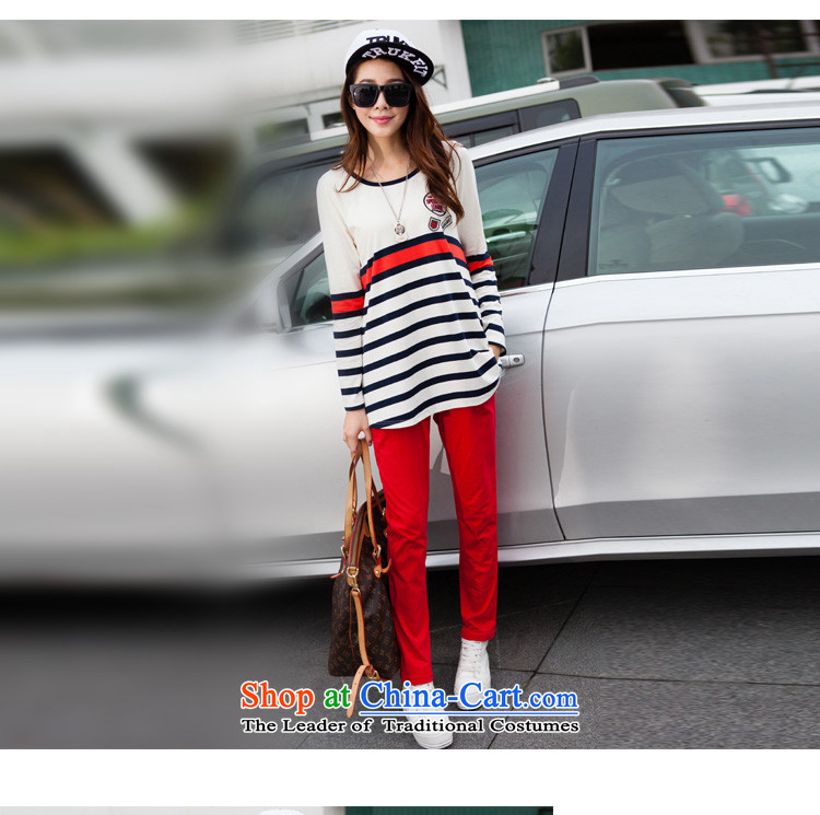 Morning to 2015 autumn and winter new Korean Edition to increase the number of women with thick mm round collar Sports sweater leisure wears stylish knocked stripe kit two royal blue 4XL recommendations 160-180 catty picture, prices, brand platters! The elections are supplied in the national character of distribution, so action, buy now enjoy more preferential! As soon as possible.