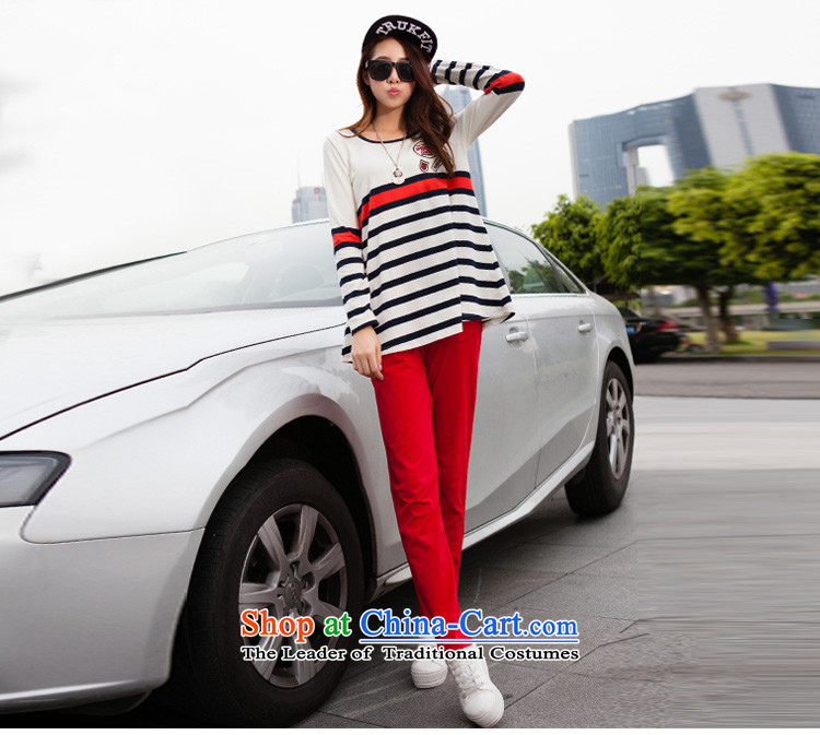 Morning to 2015 autumn and winter new Korean Edition to increase the number of women with thick mm round collar Sports sweater leisure wears stylish knocked stripe kit two royal blue 4XL recommendations 160-180 catty picture, prices, brand platters! The elections are supplied in the national character of distribution, so action, buy now enjoy more preferential! As soon as possible.