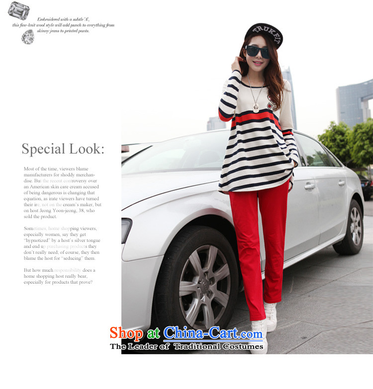 Morning to 2015 autumn and winter new Korean Edition to increase the number of women with thick mm round collar Sports sweater leisure wears stylish knocked stripe kit two royal blue 4XL recommendations 160-180 catty picture, prices, brand platters! The elections are supplied in the national character of distribution, so action, buy now enjoy more preferential! As soon as possible.