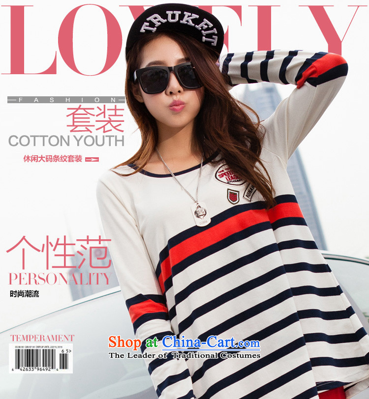 Morning to 2015 autumn and winter new Korean Edition to increase the number of women with thick mm round collar Sports sweater leisure wears stylish knocked stripe kit two royal blue 4XL recommendations 160-180 catty picture, prices, brand platters! The elections are supplied in the national character of distribution, so action, buy now enjoy more preferential! As soon as possible.