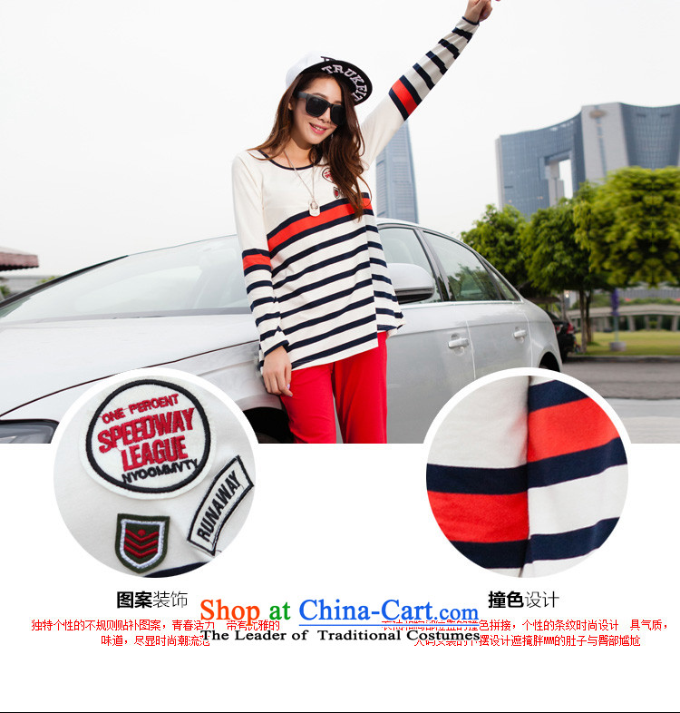 Morning to 2015 autumn and winter new Korean Edition to increase the number of women with thick mm round collar Sports sweater leisure wears stylish knocked stripe kit two royal blue 4XL recommendations 160-180 catty picture, prices, brand platters! The elections are supplied in the national character of distribution, so action, buy now enjoy more preferential! As soon as possible.