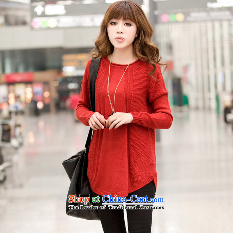 Arthur magic yi 2015 autumn, the major new code Women Korean wild in the long graphics thin large Knitted Shirt female sweater autumn brick-red are code, Arthur Magic Yi shopping on the Internet has been pressed.
