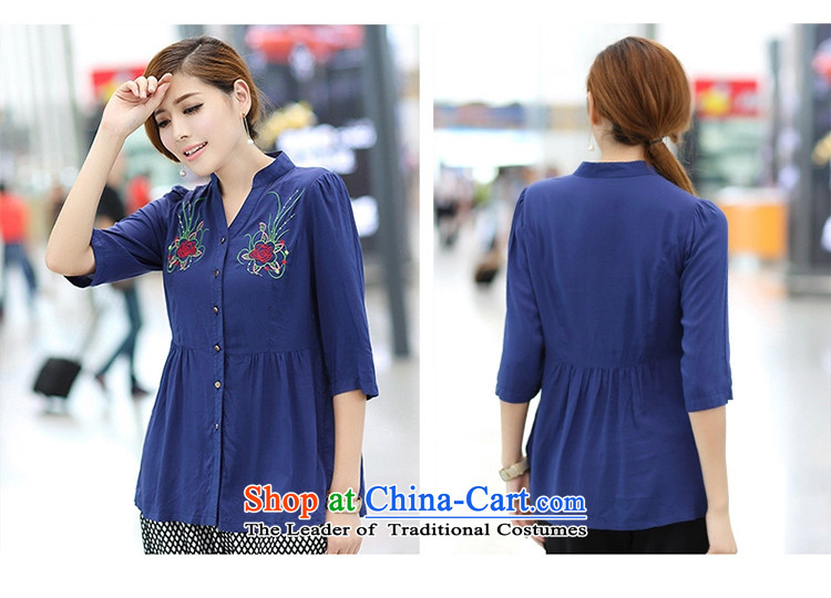 The lymalon lehmann thick, Hin thin autumn 2015 new product version of large Korean women's code of ethnic stylish 7 in his shirt-sleeves shirt 1662 Blue XXL picture, prices, brand platters! The elections are supplied in the national character of distribution, so action, buy now enjoy more preferential! As soon as possible.