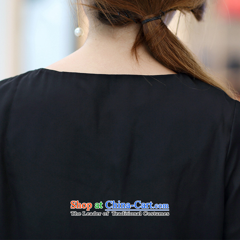 The lymalon lehmann thick, Hin thin Summer 2015 New Product Version Korean won large stylish women short-sleeved T-shirt chiffon shirt 1691 Black XXL, Lehmann Ronnie (LYMALON) , , , shopping on the Internet