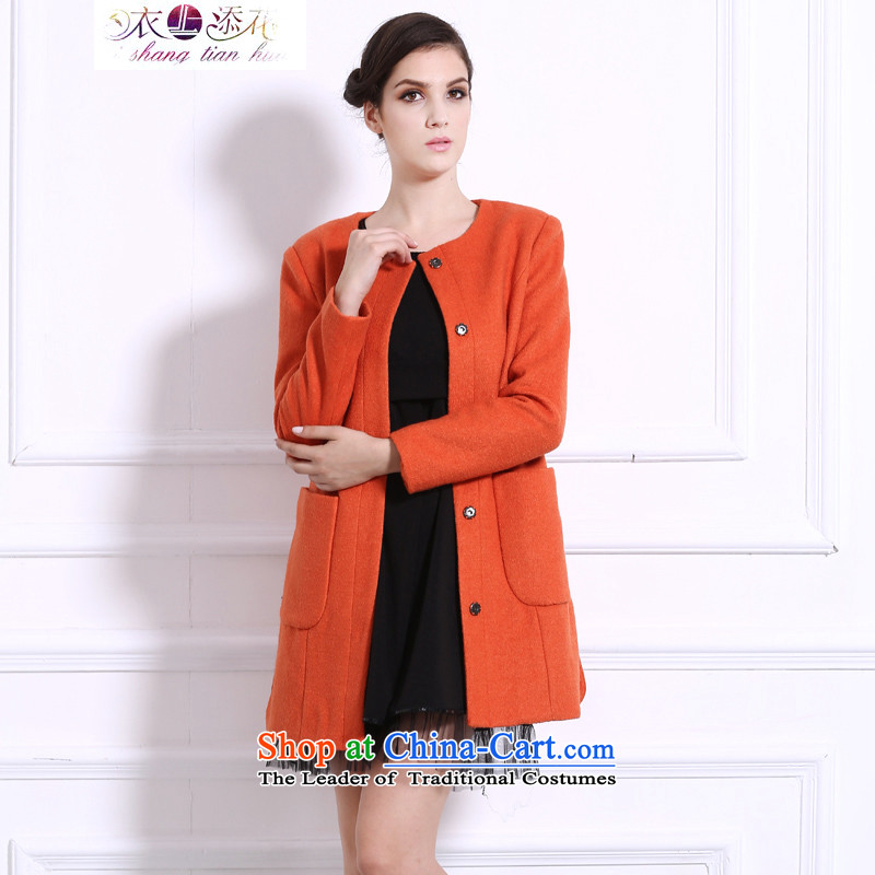 On Tim Fa 2014 autumn and winter new Orange ) round-neck collar gross jacket orange L? Yi extra shopping on the Internet has been pressed.