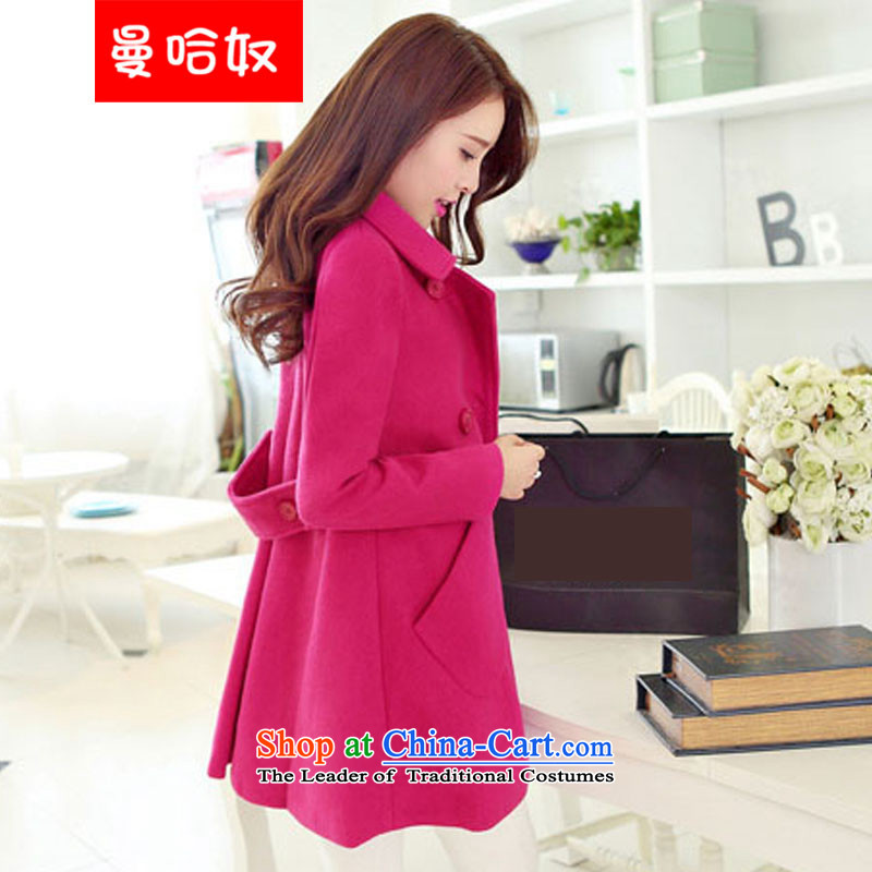 Manhattan slavery in spring and autumn 2015 new women's gross jacket version won? Long plus lint-free lapel thick a jacket coat of red hair?M