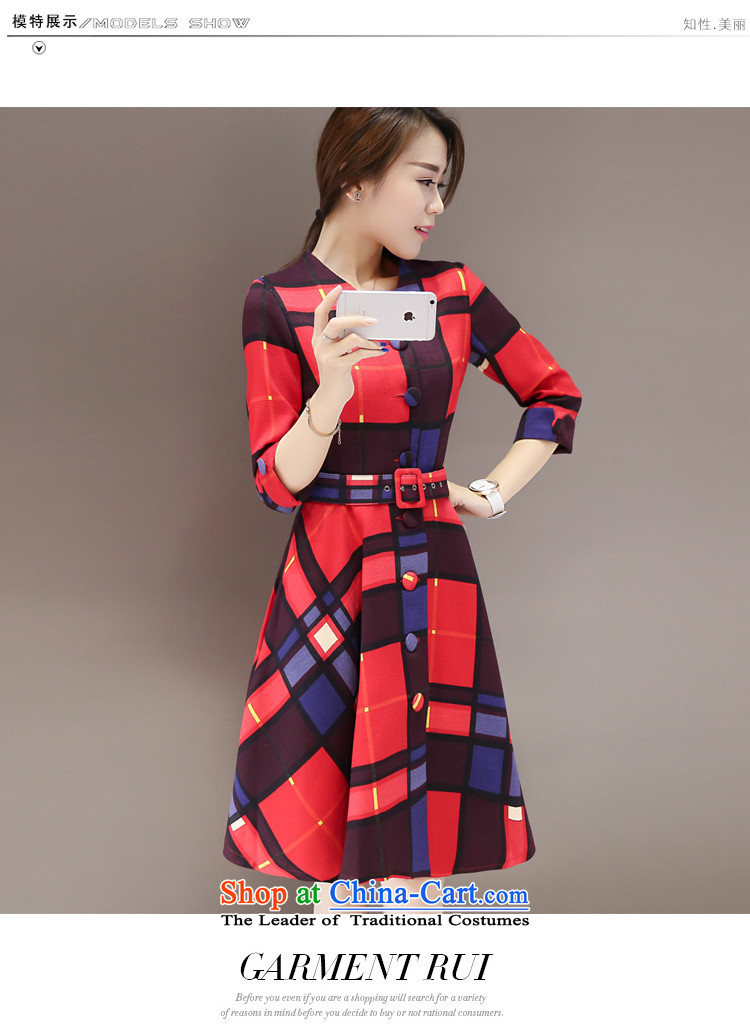 Sarah ya 2015 Korean large segments of the Sau San 7 cuff windbreaker in long skirt large dresses 0778 female red grille 2XL Photo, prices, brand platters! The elections are supplied in the national character of distribution, so action, buy now enjoy more preferential! As soon as possible.