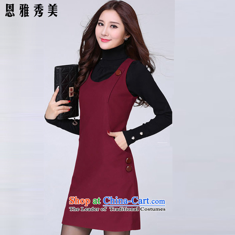 Eun-Ya Xiu 2015 autumn and winter new women's thick MM to xl Korean Sau San sweet sleeveless gross? vest dresses 51# wine red  2XL recommendations 128-138, Updfarmy Chief Su-mi , , , shopping on the Internet