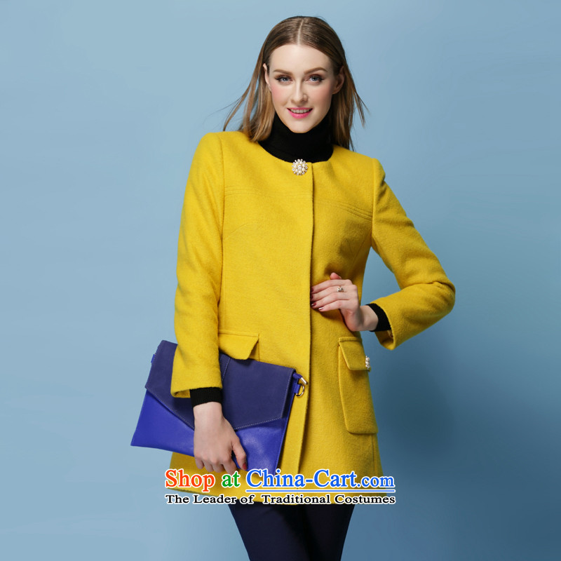 Ditto dutout autumn and winter new Wild stylish upmarket long jacket TKCR530 gross? Yellow XL