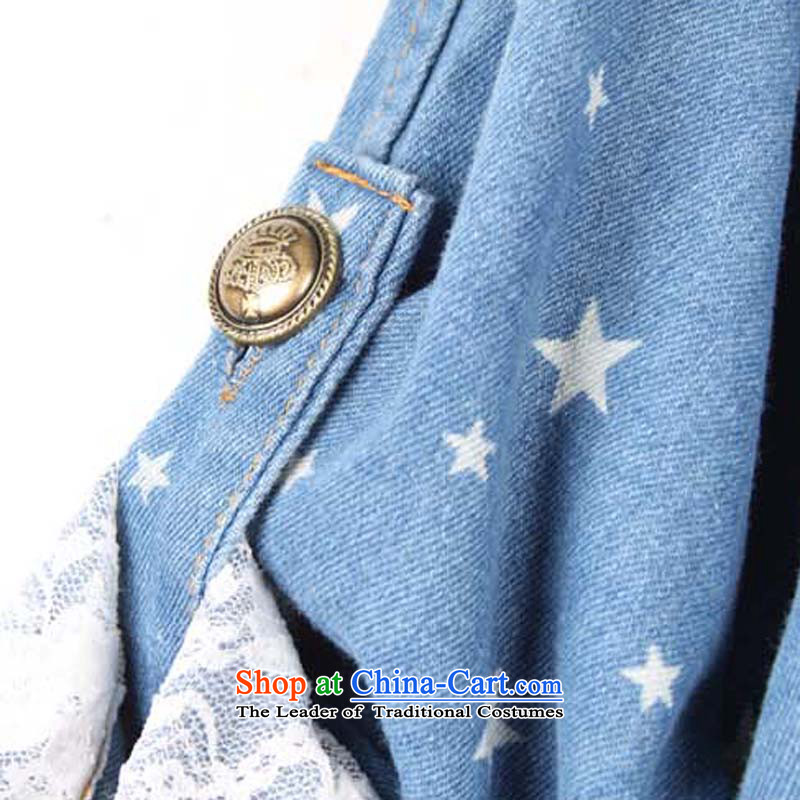 The sea route to spend the new adjustable sleeve lace stitching larger cowboy jacket 5326-1 2XL, blue sea route cowboy spend shopping on the Internet has been pressed.