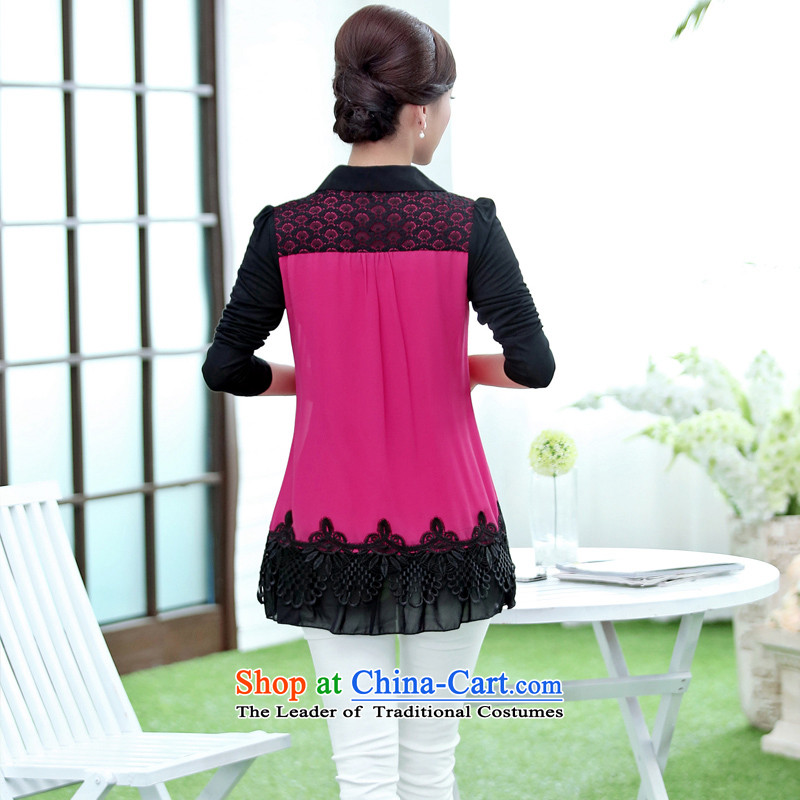 Optimize new Connie Pik-MOM pack to xl t-shirt, long Korean thick MM chiffon lace BW09625 girl in the Netherlands Red XL recommendations 120-130, Pik-optimized Connie shopping on the Internet has been pressed.