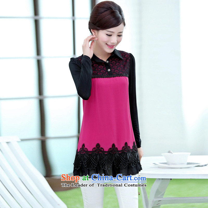Optimize new Connie Pik-MOM pack to xl t-shirt, long Korean thick MM chiffon lace BW09625 girl in the Netherlands Red XL recommendations 120-130, Pik-optimized Connie shopping on the Internet has been pressed.