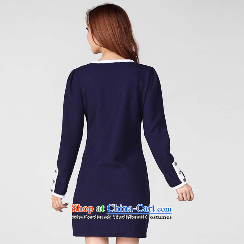 Indulge in fall and winter new boxed version won large thin women thick MM to xl long-sleeved dresses 5210 Blue XXXL chest 110 to 116 coveted (tanai) , , , shopping on the Internet