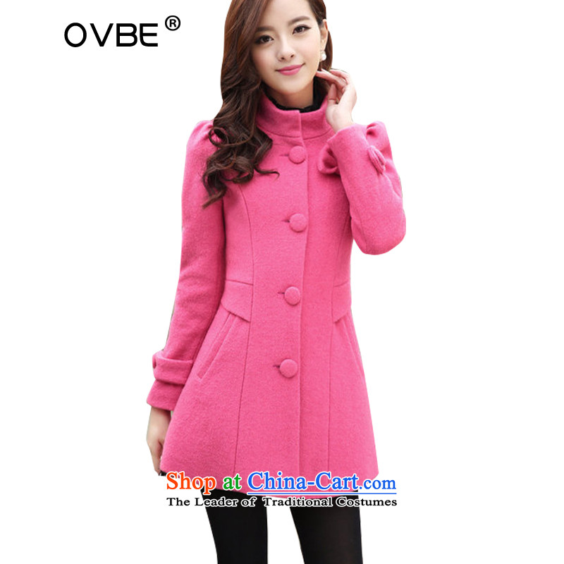  Korea 2014 Winter OVBE New Sau San single row tie twine bow knot jacket coat? female gross honey REDM