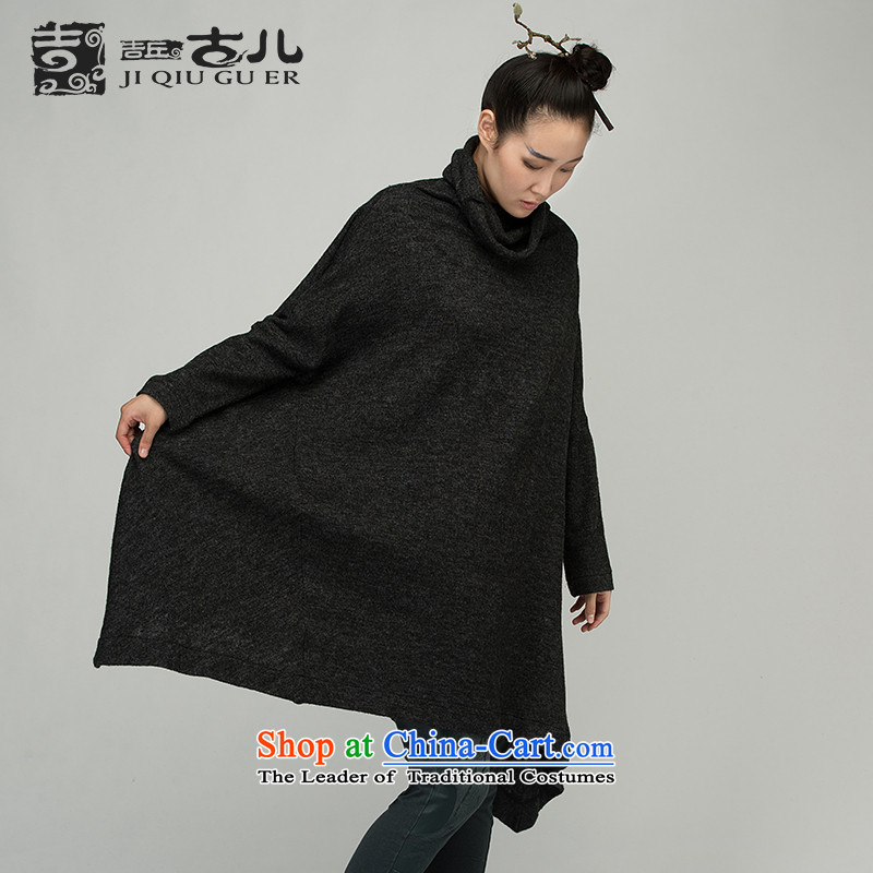 Mrs Yau-gil minimalist ethnic high collar Knitted Shirt female larger female autumn and winter pure color heap neck and forming the Netherlands female relaxd code forming the Gray L, Gil-Ku Chiu , , , shopping on the Internet