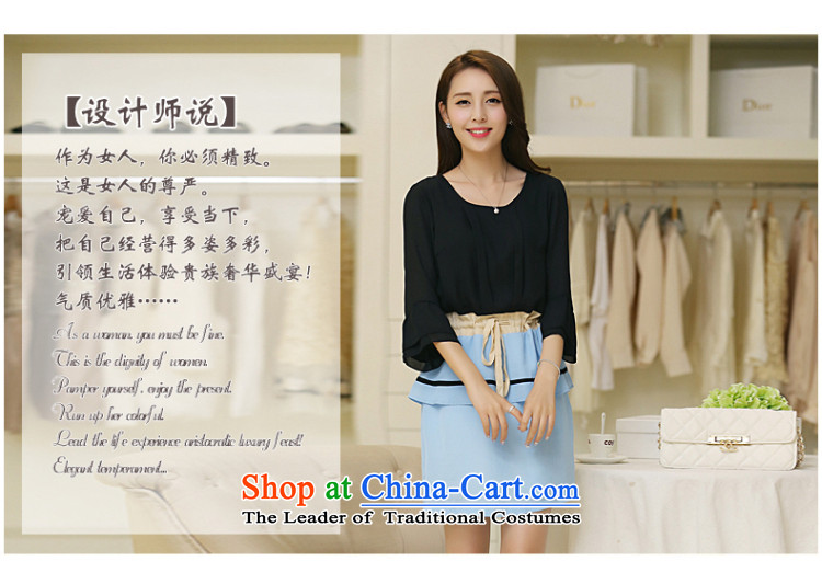 The Director of the women's code to increase the 2015 Summer new Korean version of fat mm Color Plane Collision stitching chiffon dresses S2640 blue black XXXXXL picture, prices, brand platters! The elections are supplied in the national character of distribution, so action, buy now enjoy more preferential! As soon as possible.