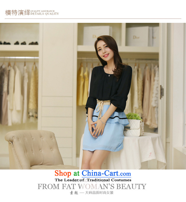 The Director of the women's code to increase the 2015 Summer new Korean version of fat mm Color Plane Collision stitching chiffon dresses S2640 blue black XXXXXL picture, prices, brand platters! The elections are supplied in the national character of distribution, so action, buy now enjoy more preferential! As soon as possible.