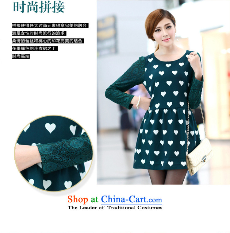 Of staff to increase the burden of 200 yards women fall inside the new Fat MM long-sleeved lace heart-shaped stamp graphics thin dresses S267  3XL green picture, prices, brand platters! The elections are supplied in the national character of distribution, so action, buy now enjoy more preferential! As soon as possible.