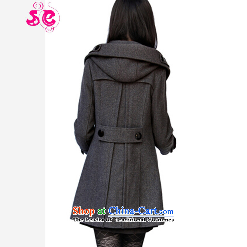 Install the latest autumn and winter SE2015) Ms. Korean Sleek and versatile trend a long-sleeved coats that long cap, double-jacket coat? gross carbon S,se,,, shopping on the Internet