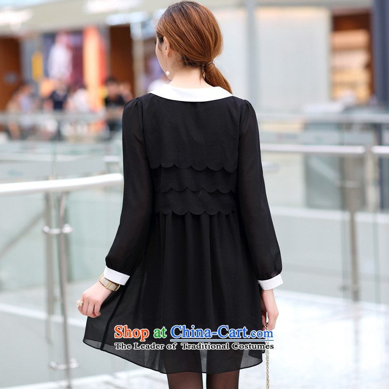 The lymalon lehmann thick, Hin thin 2015 autumn the new Korean version of large numbers of ladies fashion Sau San long-sleeved chiffon dresses date benefited 2,657 Black XL, Sulaiman Ronnie (LYMALON) , , , shopping on the Internet