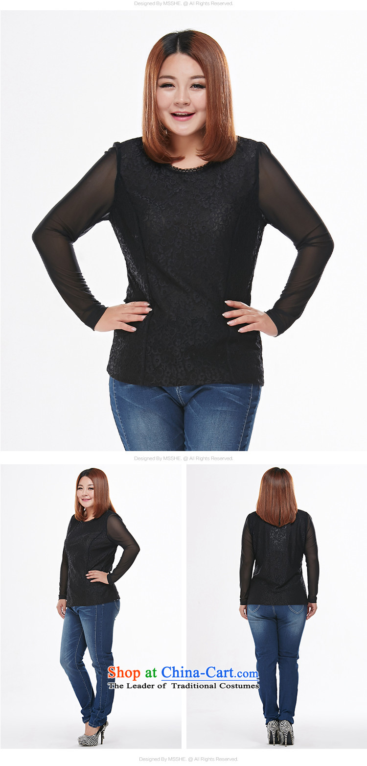 Large msshe women 2015 Autumn New) thick mm Sau San lace wild stretch long-sleeved shirt 7683 Blue 3XL forming the picture, prices, brand platters! The elections are supplied in the national character of distribution, so action, buy now enjoy more preferential! As soon as possible.