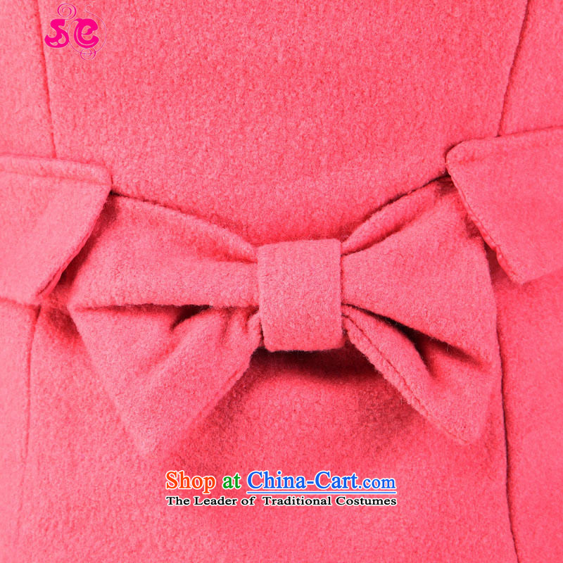 Install the latest autumn and winter SE2015) Ms. Korean rabbit wool for Sau San a jacket bow tie lovely double-pink coat gross? S,se,,, shopping on the Internet