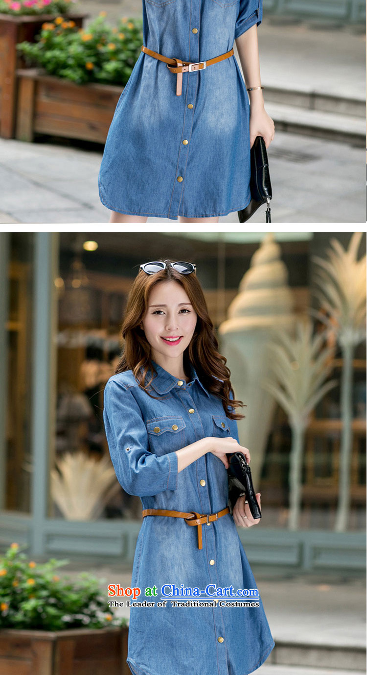 In accordance with the new Fat MM to xl loose video thin stylish lapel single row allotted seven points cuff denim dress Y063 BLUE XXXL female picture, prices, brand platters! The elections are supplied in the national character of distribution, so action, buy now enjoy more preferential! As soon as possible.