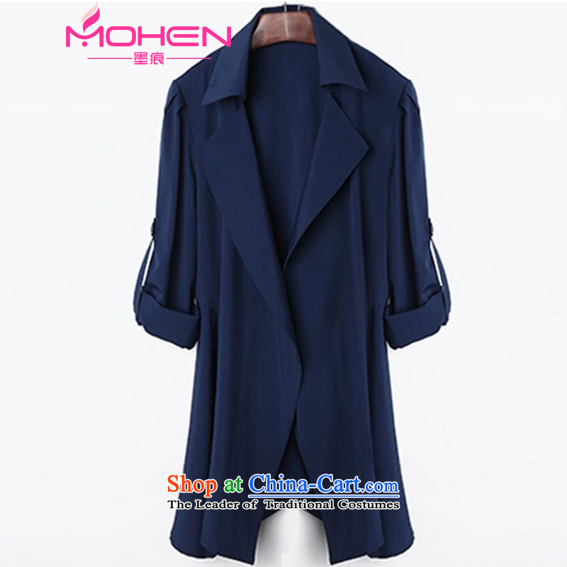 Ink marks the new Korean autumn to increase women's code thick sister in Sau San video thin long wind jacket wild temperament lapel WOMEN'S JACKET 1122 Black 5XL( suitable for 180-200) ink marks the burden of shopping on the Internet has been pressed.