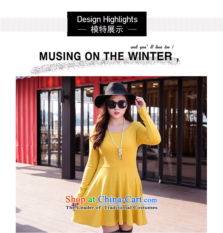 Amista Asagaya Gigi Lai Fat mm larger female wild pure color new boxed Korean autumn round-neck collar forming the long-sleeved dresses female 87 20 yellow XXXXL picture, prices, brand platters! The elections are supplied in the national character of distribution, so action, buy now enjoy more preferential! As soon as possible.