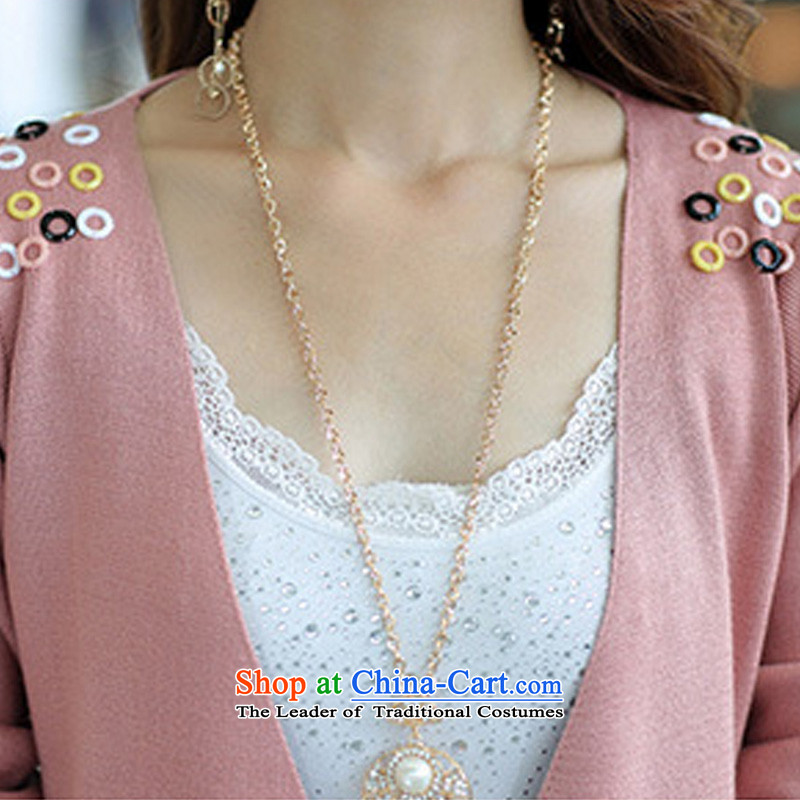 2015 mm thick spring new long-sleeved solid color to xl Woolen Sweater Knit-in long cardigan female Korean blouses 38 PINK 2XL weight, 130-145 Queen sleeper sofa Tysan shopping on the Internet has been pressed.