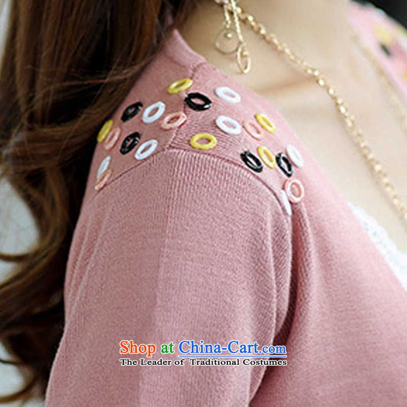 2015 mm thick spring new long-sleeved solid color to xl Woolen Sweater Knit-in long cardigan female Korean blouses 38 PINK 2XL weight, 130-145 Queen sleeper sofa Tysan shopping on the Internet has been pressed.