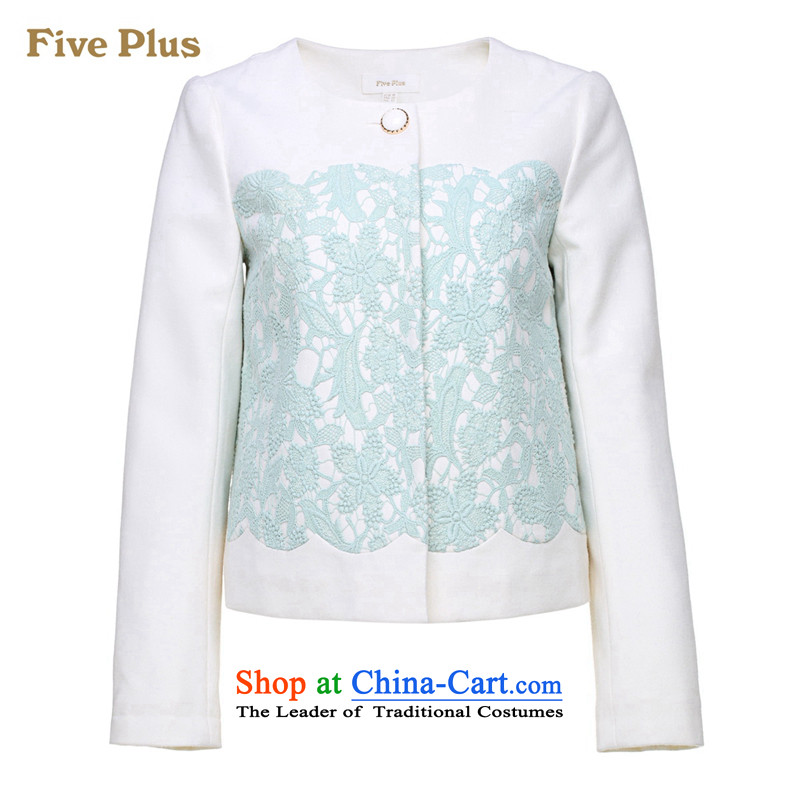 Five new female spring plus fresh embroidered loose round-neck collar long-sleeved jacket 2135343430 thin wool? Green 580 L(170/92A),FIVE plus,,, shopping on the Internet