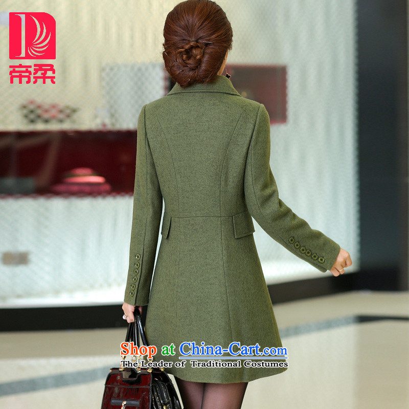 The new (DIROU)2015 Sophie Winter Jackets Korean female double row is long wool a wool coat DD242 Army Green , L, Dili Sophie (DIROU) , , , shopping on the Internet