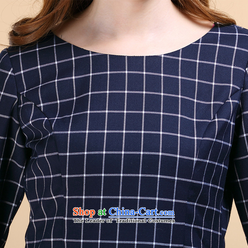 The Director of the women's extra-thick mm2014 autumn and winter load new Korean Modern British Grid Sau San video coltish waist strain the skirt  of blue 4XL, 3100 Director (smeilovly) , , , shopping on the Internet