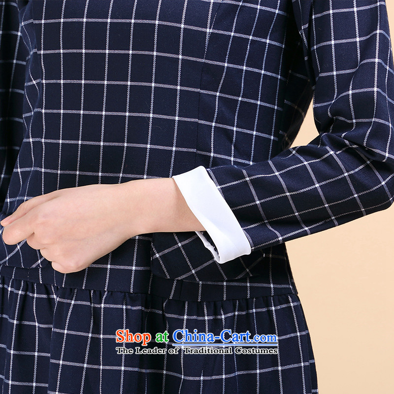 The Director of the women's extra-thick mm2014 autumn and winter load new Korean Modern British Grid Sau San video coltish waist strain the skirt  of blue 4XL, 3100 Director (smeilovly) , , , shopping on the Internet