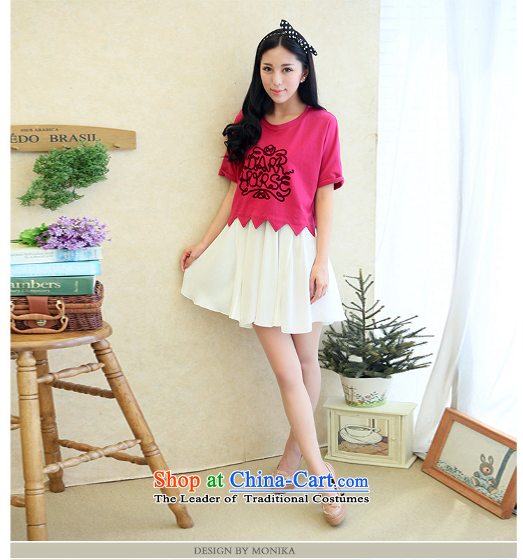 Thick sister video large thin women thick mm autumn 2014 Korean pack the new two-piece short-sleeved round collar skirt the Red + White XXXL picture, prices, brand platters! The elections are supplied in the national character of distribution, so action, buy now enjoy more preferential! As soon as possible.