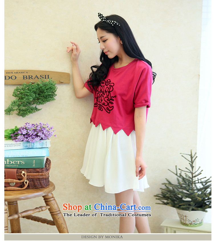 Thick sister video large thin women thick mm autumn 2014 Korean pack the new two-piece short-sleeved round collar skirt the Red + White XXXL picture, prices, brand platters! The elections are supplied in the national character of distribution, so action, buy now enjoy more preferential! As soon as possible.