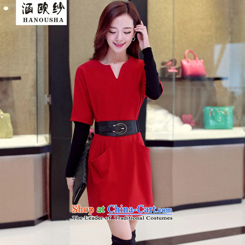 The OSCE yarn 2014 Autumn covered by replacing the new liberal larger Sau San stylish dresses Wild Women Knitted cuffs skirt video thin long-sleeved black skirt covered by OSCE yarn (L) has been pressed on hanousha Shopping