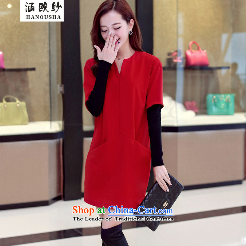 The OSCE yarn 2014 Autumn covered by replacing the new liberal larger Sau San stylish dresses Wild Women Knitted cuffs skirt video thin long-sleeved black skirt covered by OSCE yarn (L) has been pressed on hanousha Shopping