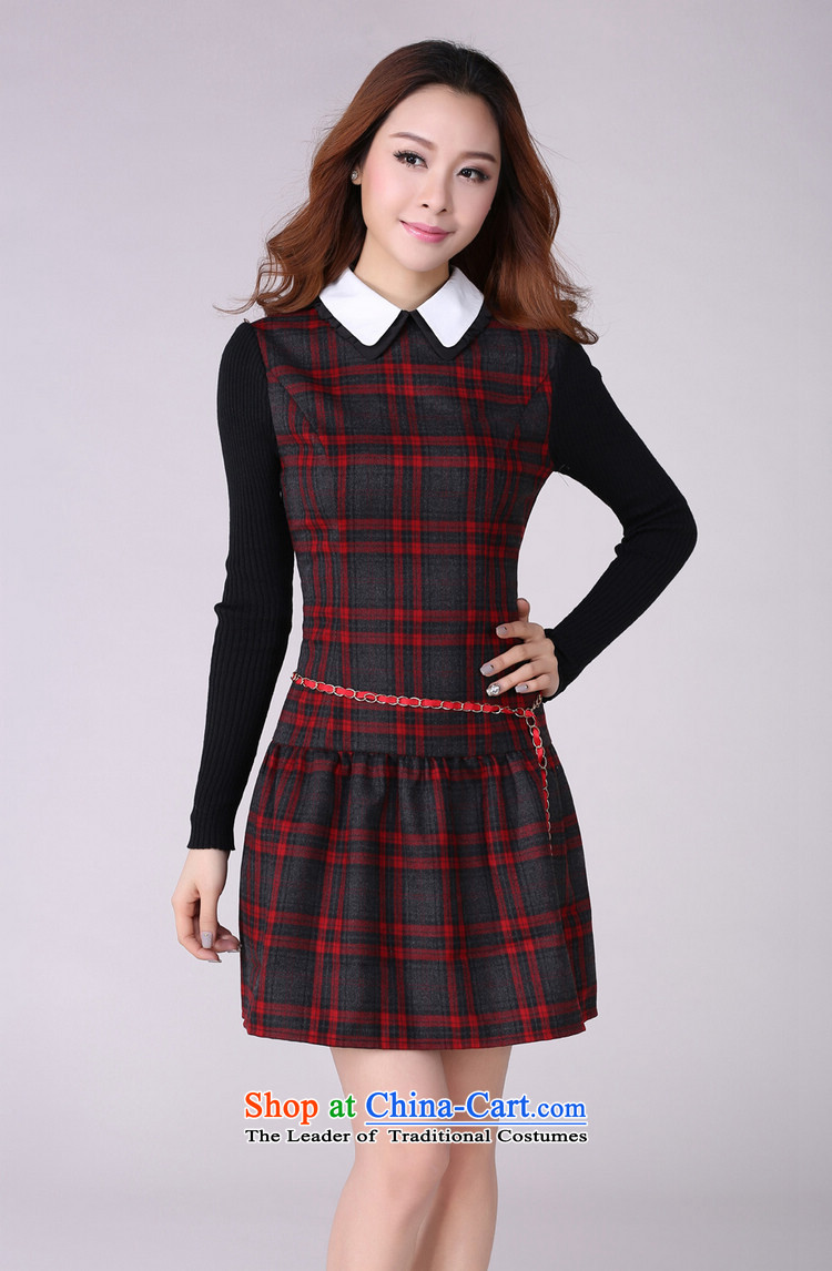 Coveted New Fall/Winter Collections retro style sub-thick sister institute to increase women's code long-sleeved dresses in red and gray grid XXXL 2,166 brassieres recommended weight around 170 pictures, prices, brand platters! The elections are supplied in the national character of distribution, so action, buy now enjoy more preferential! As soon as possible.