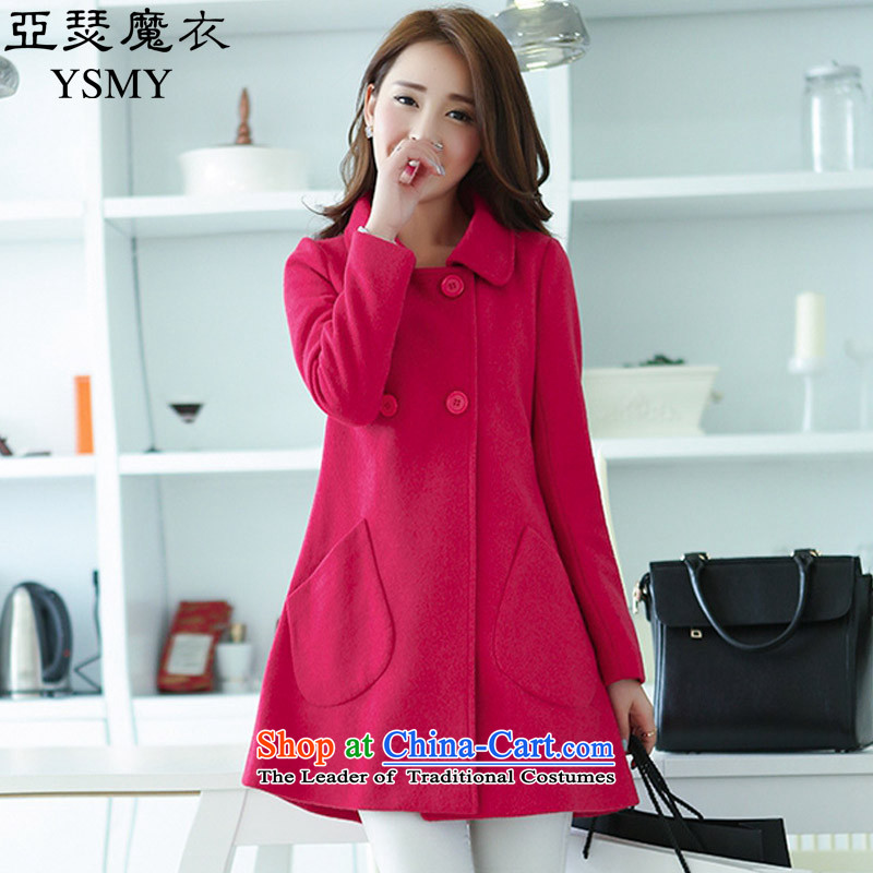 Arthur magic yi2015 Fall_Winter Collections new coats female Korea gross? version in the lapel long loose video thin a wool coat jacket girl of gross? redL