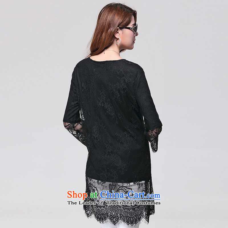 The Director of the Women's Summer code T-shirt thick mm2014 new Korean lace stitching in long piece  of black 2XL, S1629 staff (smeilovly) , , , shopping on the Internet