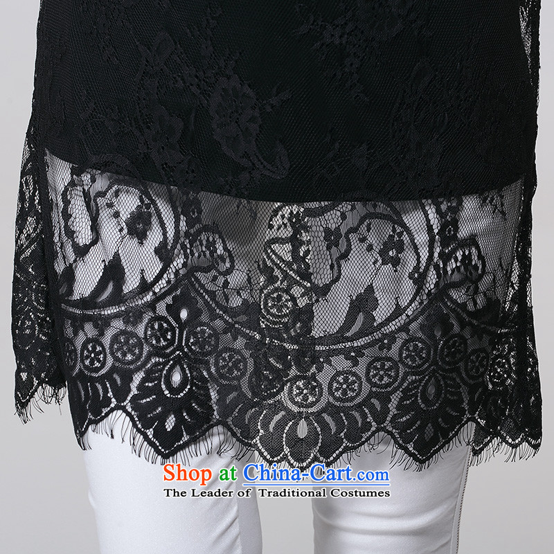 The Director of the Women's Summer code T-shirt thick mm2014 new Korean lace stitching in long piece  of black 2XL, S1629 staff (smeilovly) , , , shopping on the Internet