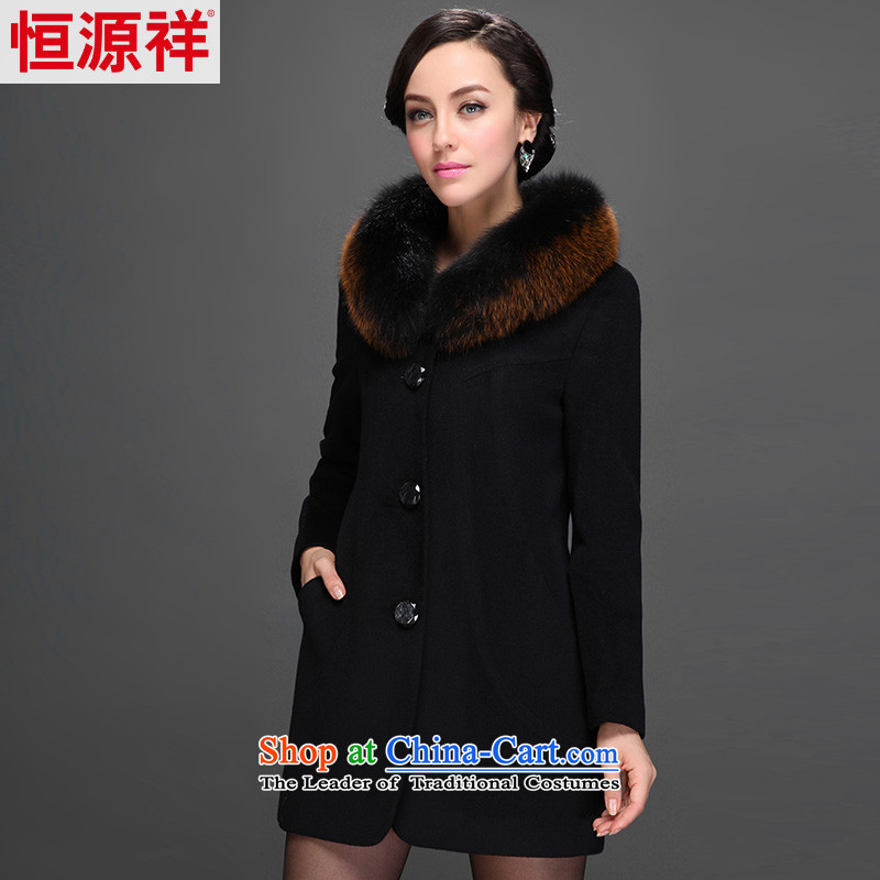 Hengyuan Cheung 2014 women in the elderly in the long hair washable wool coat? A COAT 2561 1# black  175/96A(XXL), ad Hengyuan Cheung shopping on the Internet has been pressed.