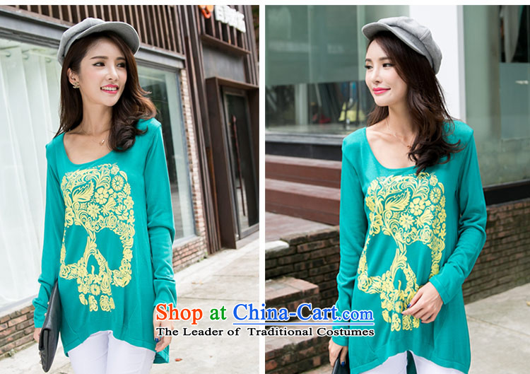 The Honey new autumn load Gigi Lai Fat mm larger female western style liberal stamp Knitted Shirt female bat long-sleeved blue-green XL Photo 8706, prices, brand platters! The elections are supplied in the national character of distribution, so action, buy now enjoy more preferential! As soon as possible.