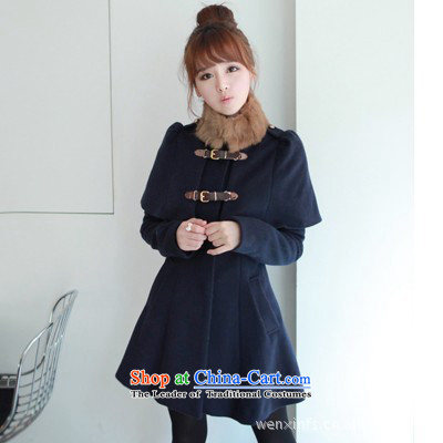 La4 for theautumn of 2015, New Sweet Foutune of Sau San collar Doo-fung leave two years ago blue coatS-Advanced Customization