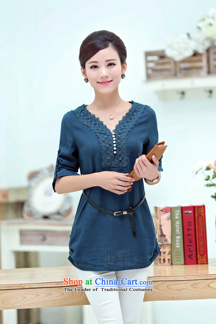 El-ju 2015 Autumn Yee Nga new high-code female characteristics lace cotton linen shirt YY6283 RED L picture, prices, brand platters! The elections are supplied in the national character of distribution, so action, buy now enjoy more preferential! As soon as possible.