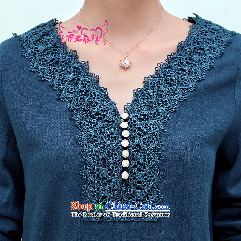 El-ju 2015 Autumn Yee Nga new high-code female characteristics lace cotton linen shirt YY6283 RED , L'Yu Yee Nga shopping on the Internet has been pressed.